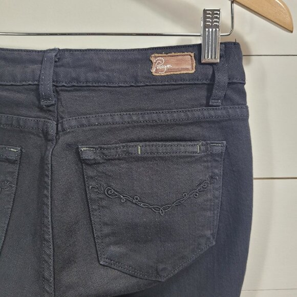 EUC Paige Jeans Women's sz 25 Black Straight Leg Low Rise Premium Denim Jeans - Picture 5 of 10